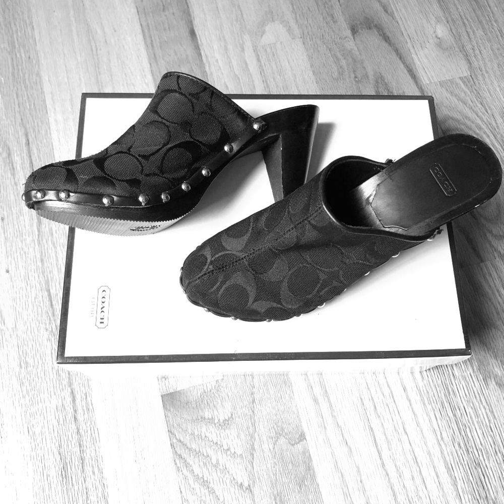 Black Coach Heels/Mules/Clogs